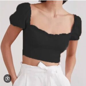 Aritzia Wilfred Wander Linen Blouse Organic Linen Bustier Top Black Size Small